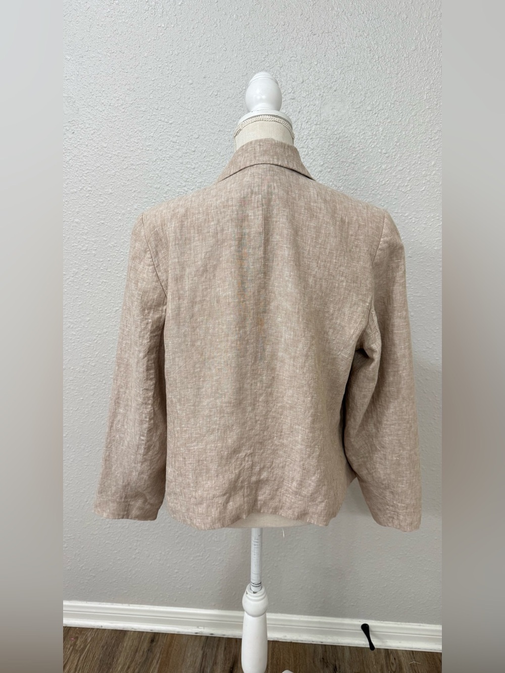 Talbots Plus 16W 100% Linen Double Breasted Blazer Jacket Beige Oatmeal Lined - Picture 4 of 10